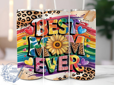 Rainbow Pride Best Mom Ever Tumbler Wrap, Mothers Day Pride Tumbler, Best Mom Ever Cup, Rainbow Mom Tumbler, LGBTQ Mom Gift, 20Oz Tumbler Wrap, Sublimation Pride Tumbler Sublimation ToriDesigns 