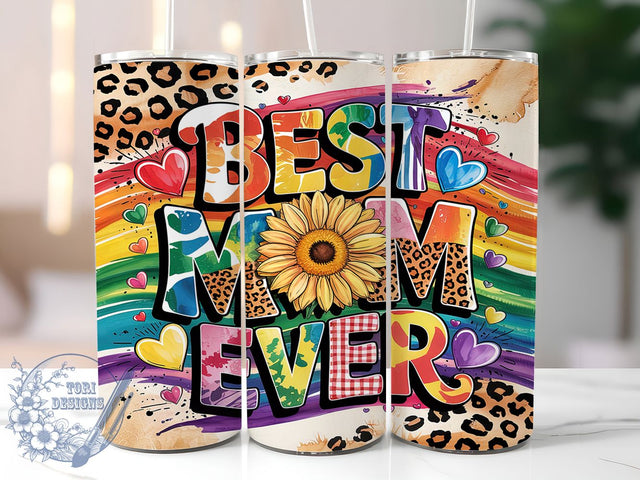 Rainbow Pride Best Mom Ever Tumbler Wrap, Mothers Day Pride Tumbler, Best Mom Ever Cup, Rainbow Mom Tumbler, LGBTQ Mom Gift, 20Oz Tumbler Wrap, Sublimation Pride Tumbler Sublimation ToriDesigns 