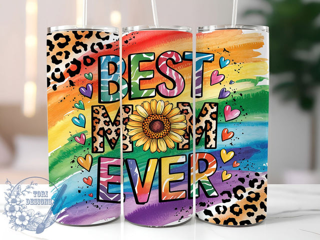 Rainbow Pride Best Mom Ever Tumbler Wrap, Mothers Day Pride Tumbler, Best Mom Ever Cup, Rainbow Mom Tumbler, LGBTQ Mom Gift, 20Oz Tumbler Wrap, Sublimation Pride Tumbler Sublimation ToriDesigns 