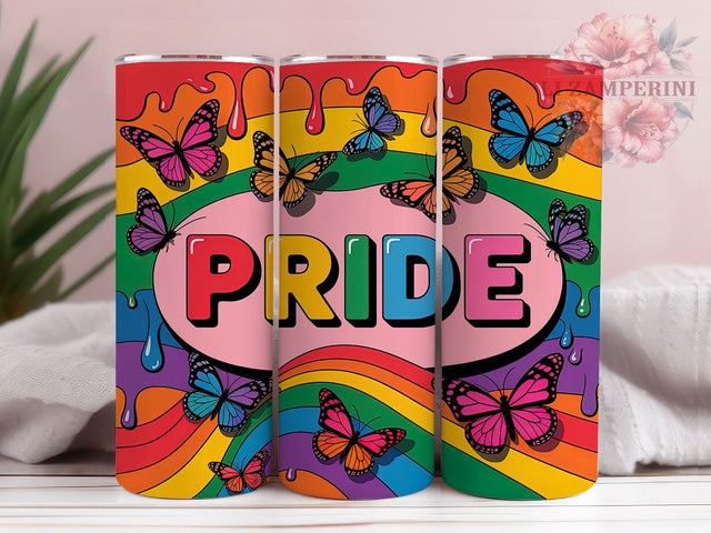 Rainbow Pride Butterfly Tumbler Wrap, Rainbow Tumbler Wrap, LGBT Tumbler Design, 20oz Sublimation Wrap, Butterfly Design, Pride Month Tumbler, Colorful Pride Wrap Sublimation Li Zamperini 
