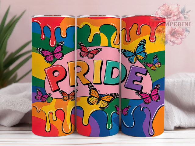 Rainbow Pride Butterfly Tumbler Wrap, Rainbow Tumbler Wrap, LGBT Tumbler Design, 20oz Sublimation Wrap, Butterfly Design, Pride Month Tumbler, Colorful Pride Wrap Sublimation Li Zamperini 