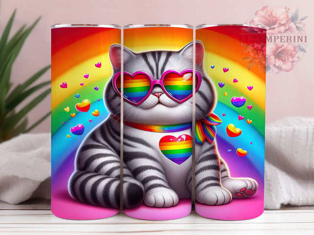 Rainbow Pride Cat Tumbler Wrap, LGBTQ+ Cat Wrap, Rainbow Cat Tumbler, 20oz Pride Cat Design, Cute Cat Pride, LGBTQ+ Pride Tumbler, Colorful Cat Pride Wrap Sublimation Li Zamperini 