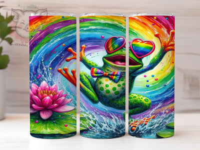 Rainbow Pride Frog Tumbler Wrap, LGBT Tumbler Wrap, 20oz Pride Wrap, Frog Sublimation Design, Rainbow Tumbler Wrap, Cute Pride Tumbler, Pride Month Animal Sublimation Lara' s Designs 
