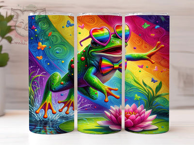 Rainbow Pride Frog Tumbler Wrap, LGBT Tumbler Wrap, 20oz Pride Wrap, Frog Sublimation Design, Rainbow Tumbler Wrap, Cute Pride Tumbler, Pride Month Animal Sublimation Lara' s Designs 