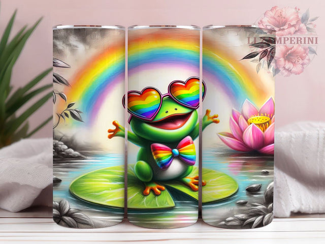 Rainbow Pride Frog Tumbler Wrap, LGBTQ+ Frog Wrap, Rainbow Frog Tumbler, 20oz Pride Frog Design, LGBTQ+ Pride Tumbler, Cute Frog Pride Tumbler, Colorful Pride Wrap Sublimation Li Zamperini 
