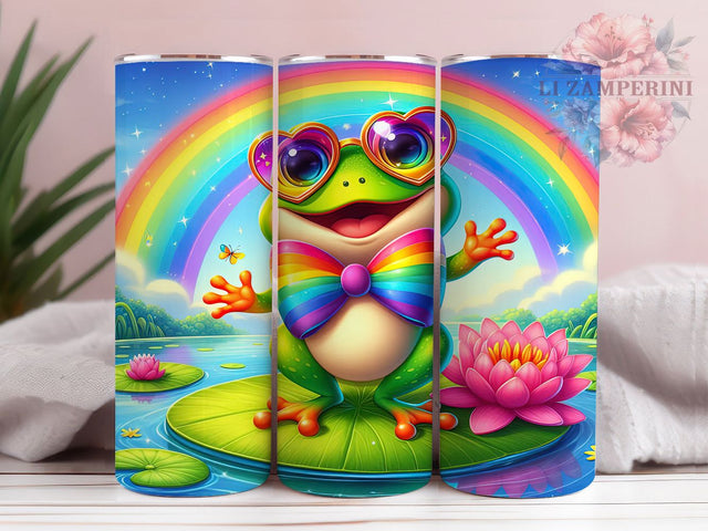 Rainbow Pride Frog Tumbler Wrap, LGBTQ+ Frog Wrap, Rainbow Frog Tumbler, 20oz Pride Frog Design, LGBTQ+ Pride Tumbler, Cute Frog Pride Tumbler, Colorful Pride Wrap Sublimation Li Zamperini 