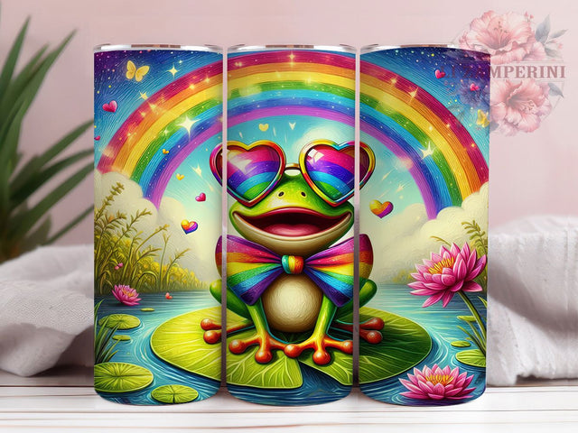 Rainbow Pride Frog Tumbler Wrap, LGBTQ+ Frog Wrap, Rainbow Frog Tumbler, 20oz Pride Frog Design, LGBTQ+ Pride Tumbler, Cute Frog Pride Tumbler, Colorful Pride Wrap Sublimation Li Zamperini 