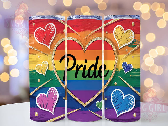 Rainbow Pride Hearts Sublimation Tumbler Wrap, Pride Heart Tumbler Wrap, Heart Rainbow Sublimation, LGBTQ Heart Drinkware, 20Oz Rainbow Wrap, Pride Hearts Cup, Sublimation Pride Hearts Sublimation SvggirlplusArt 