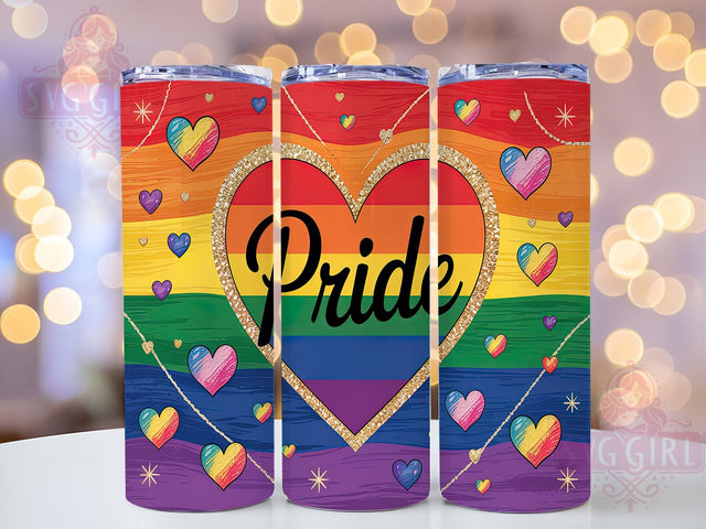 Rainbow Pride Hearts Sublimation Tumbler Wrap, Pride Heart Tumbler Wrap, Heart Rainbow Sublimation, LGBTQ Heart Drinkware, 20Oz Rainbow Wrap, Pride Hearts Cup, Sublimation Pride Hearts Sublimation SvggirlplusArt 