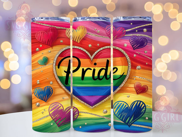 Rainbow Pride Hearts Sublimation Tumbler Wrap, Pride Heart Tumbler Wrap, Heart Rainbow Sublimation, LGBTQ Heart Drinkware, 20Oz Rainbow Wrap, Pride Hearts Cup, Sublimation Pride Hearts Sublimation SvggirlplusArt 