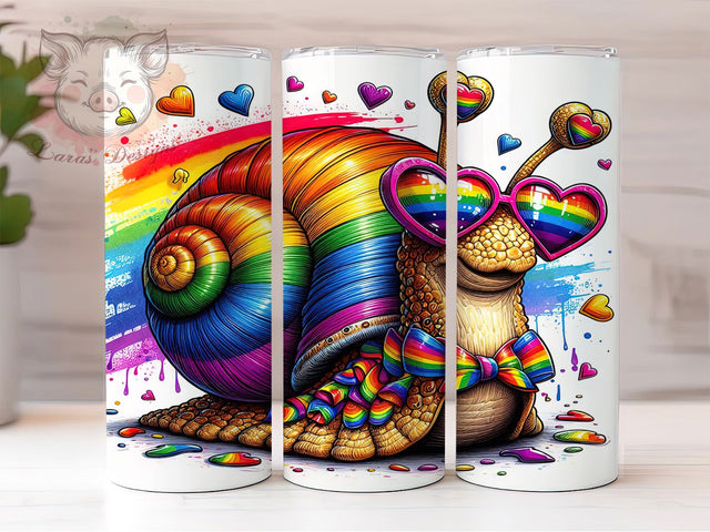 Rainbow Pride Snail Tumbler Wrap, LGBT Tumbler Wrap, 20oz Pride Wrap, Snail Sublimation Design, Rainbow Tumbler Wrap, Cute Pride Tumbler, Pride Month Design Sublimation Lara' s Designs 