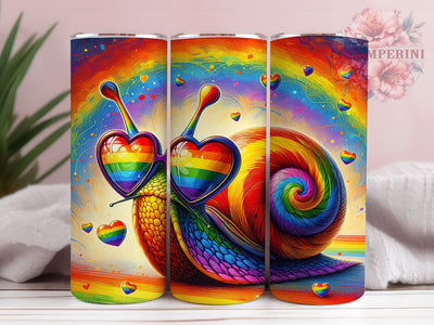 Rainbow Pride Snail Tumbler Wrap, LGBTQ+ Snail Wrap, Rainbow Snail Tumbler, 20oz Pride Snail Design, LGBTQ+ Tumbler, Colorful Pride Wrap, Cute Snail Pride Tumbler Sublimation Li Zamperini 