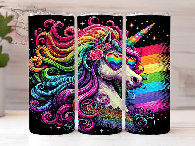 Rainbow Pride Unicorn Tumbler Wrap, LGBT Tumbler Wrap, 20oz Pride Wrap, Unicorn Sublimation Design, Rainbow Tumbler Wrap, Cute Pride Tumbler, Pride Month Animal Sublimation Lara' s Designs 