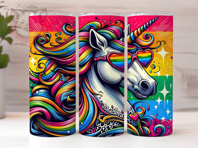 Rainbow Pride Unicorn Tumbler Wrap, LGBT Tumbler Wrap, 20oz Pride Wrap, Unicorn Sublimation Design, Rainbow Tumbler Wrap, Cute Pride Tumbler, Pride Month Animal Sublimation Lara' s Designs 