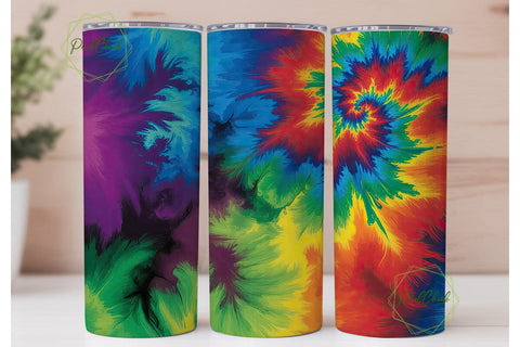 Rainbow Psychedelic Tie Dye 20oz Tumbler Sublimation PixelChick 