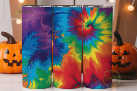 Rainbow Psychedelic Tie Dye 20oz Tumbler Sublimation PixelChick 