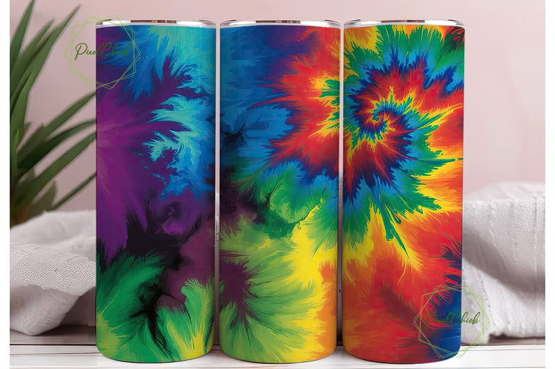 Rainbow Psychedelic Tie Dye 20oz Tumbler Sublimation PixelChick 