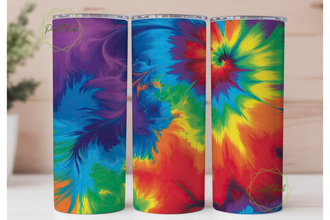 Rainbow Psychedelic Tie Dye 20oz Tumbler Sublimation PixelChick 