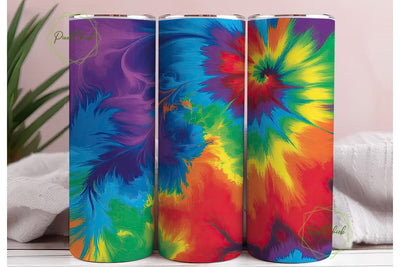 Rainbow Psychedelic Tie Dye 20oz Tumbler Sublimation PixelChick 