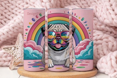 Rainbow Pug 20oz Tumbler Wrap Sublimation DesignSVG 