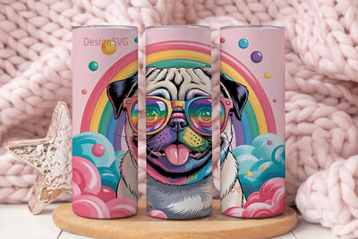Rainbow Pug 20oz Tumbler Wrap Sublimation DesignSVG 