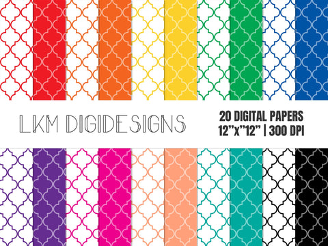 Rainbow Quatrefoil Digital Paper Pack Digital Pattern LKM DigiDesigns 