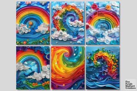 Rainbow Quilling Digital Junk Journal Kit Half Page Pride Digital Pattern Fine Purple Elephant Creations 