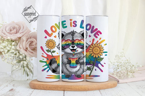 Rainbow Raccoon Pride 20oz Tumbler Wrap Sublimation sassyprint 