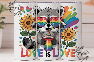 Rainbow Raccoon Pride 20oz Tumbler Wrap Sublimation sassyprint 