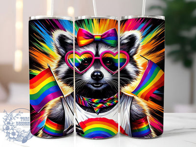 Rainbow Raccoon Pride Tumbler Wrap, LGBTQ+ Raccoon Wrap, Rainbow Raccoon Tumbler, Cute Pride Animal Design, 20oz Pride Month Wrap, Colorful LGBTQ+ Tumbler, Raccoon Pride Sublimation Sublimation ToriDesigns 