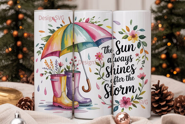 Rainbow Rain Boots Tumbler Wrap Sublimation DesignSVG 
