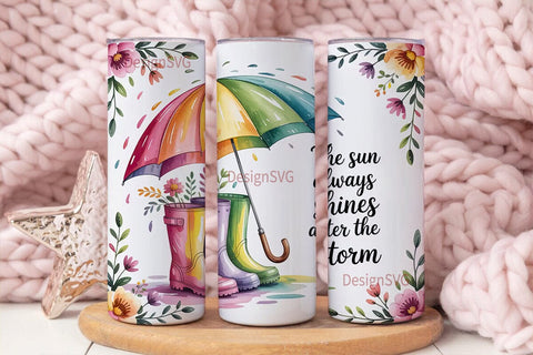 Rainbow Rain Boots Tumbler Wrap Sublimation DesignSVG 