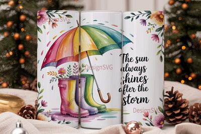 Rainbow Rain Boots Tumbler Wrap Sublimation DesignSVG 