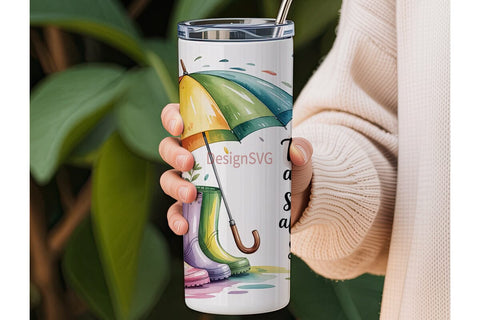 Rainbow Rain Boots Tumbler Wrap Sublimation DesignSVG 