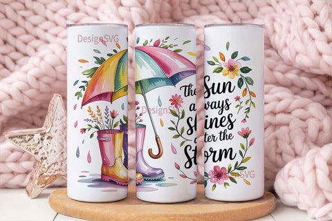 Rainbow Rain Boots Tumbler Wrap Sublimation DesignSVG 
