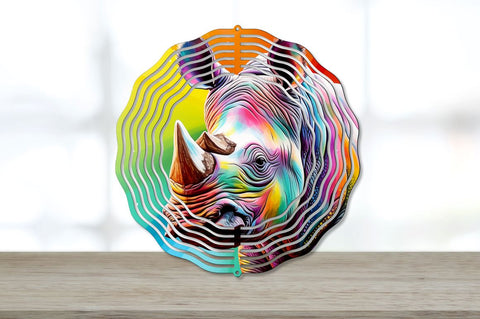 Rainbow Rhino Wind Spinner Sublimation Designs Bundle Sublimation Regulrcrative 