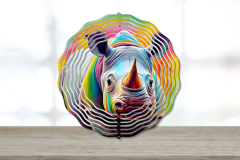 Rainbow Rhino Wind Spinner Sublimation Designs Bundle Sublimation Regulrcrative 