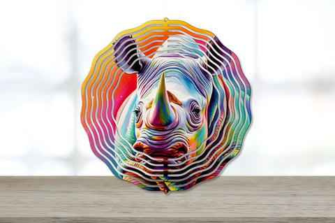 Rainbow Rhino Wind Spinner Sublimation Designs Bundle Sublimation Regulrcrative 