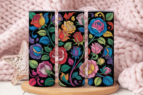 Rainbow Rose Stained Glass 20oz Tumbler Sublimation DesignSVG 