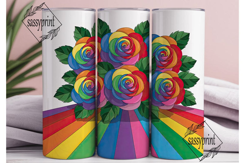 Rainbow Roses 20oz Tumbler Wrap Sublimation sassyprint 