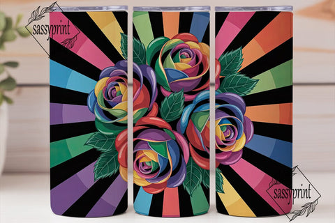 Rainbow Roses 20oz Tumbler Wrap Sublimation sassyprint 