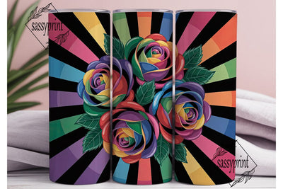 Rainbow Roses 20oz Tumbler Wrap Sublimation sassyprint 