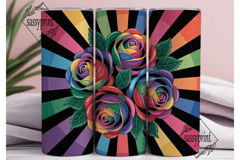 Rainbow Roses 20oz Tumbler Wrap Sublimation sassyprint 