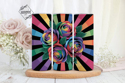 Rainbow Roses 20oz Tumbler Wrap Sublimation sassyprint 