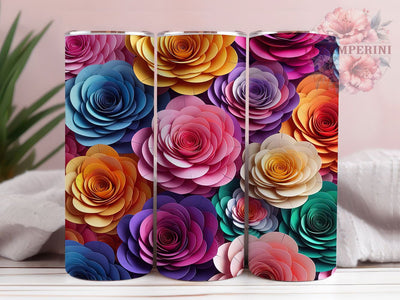 Rainbow Roses 3D 20oz Bright Floral Tumbler Wrap, Colorful Rose Sublimation, Seamless Tumbler Design, Vibrant Flowers 20oz Wrap, Digital Rose Tumbler, Bright Floral Tumbler Sublimation Li Zamperini 