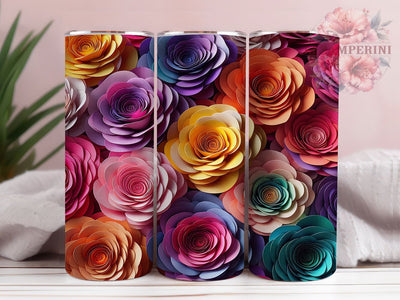 Rainbow Roses 3D 20oz Bright Floral Tumbler Wrap, Colorful Rose Sublimation, Seamless Tumbler Design, Vibrant Flowers 20oz Wrap, Digital Rose Tumbler, Bright Floral Tumbler Sublimation Li Zamperini 