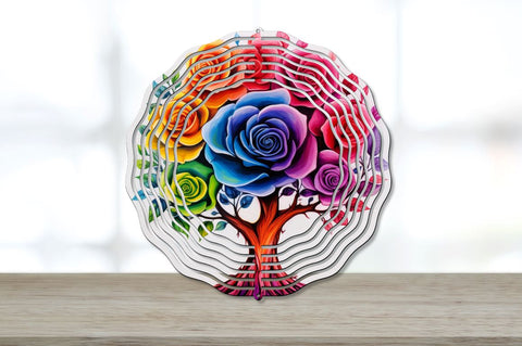 Rainbow Roses Wind Spinner Sublimation Designs Bundle Sublimation Regulrcrative 