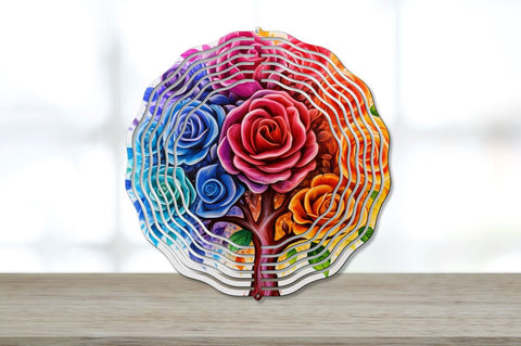 Rainbow Roses Wind Spinner Sublimation Designs Bundle Sublimation Regulrcrative 