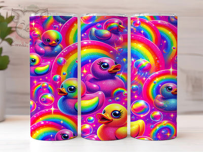 Rainbow Rubber Duck Bubble Tumbler, Rubber Duck Tumbler, 20oz Tumbler Wrap, Bubble Tumbler, Cute Duck Tumbler, Fun Tumbler Design, Colorful Rubber Duck Tumbler Sublimation Lara' s Designs 