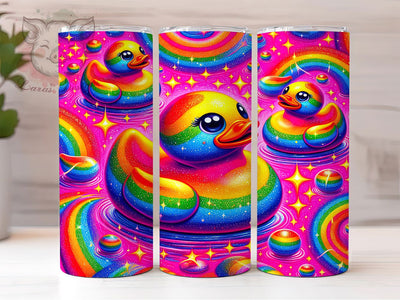 Rainbow Rubber Duck Bubble Tumbler, Rubber Duck Tumbler, 20oz Tumbler Wrap, Bubble Tumbler, Cute Duck Tumbler, Fun Tumbler Design, Colorful Rubber Duck Tumbler Sublimation Lara' s Designs 